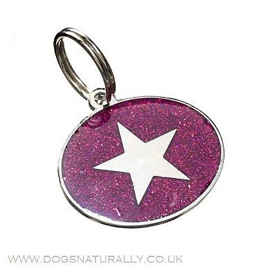 Purple Star Dog Tag (Oval) Glitter